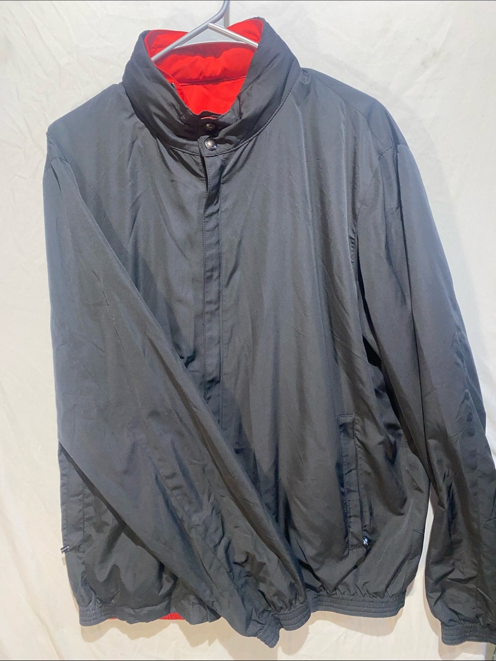 Bugatchi Men's Black Windbreaker with Red Lining